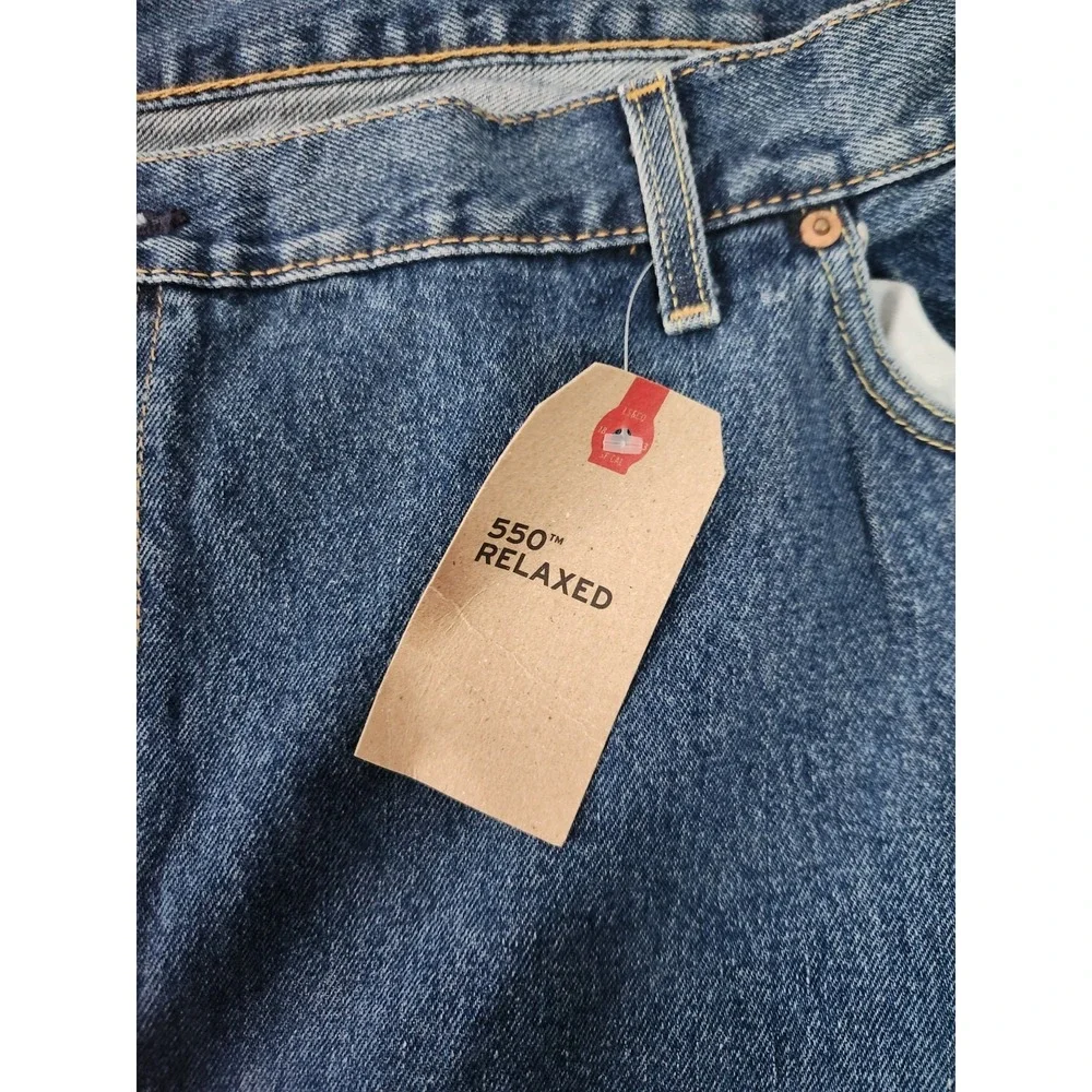Levis 550 Jeans Mens 56x30 Blue Relaxed Fit Tapered Leg Big Tall Denim Pants NEW